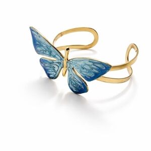 Blue and Gold Butterfly Cuff Bracelet